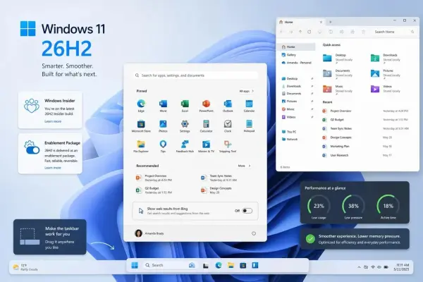 ویندوز ۱۱ نسخه 26H2 با کاهش مصرف رم چه تغییری در عملکرد کامپیوتر ایجاد می‌کند؟