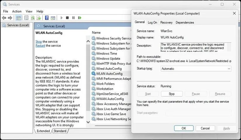 حل مشکل وای فای در ویندوز با فعال کردن WLAN AutoConfig یا ریست کردن شبکه