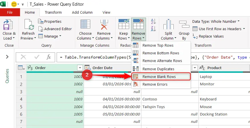 ۶ روش حذف ردیف خالی در اکسل؛ حذف دستی و F4 تا Go To Special و Power Query و VBA