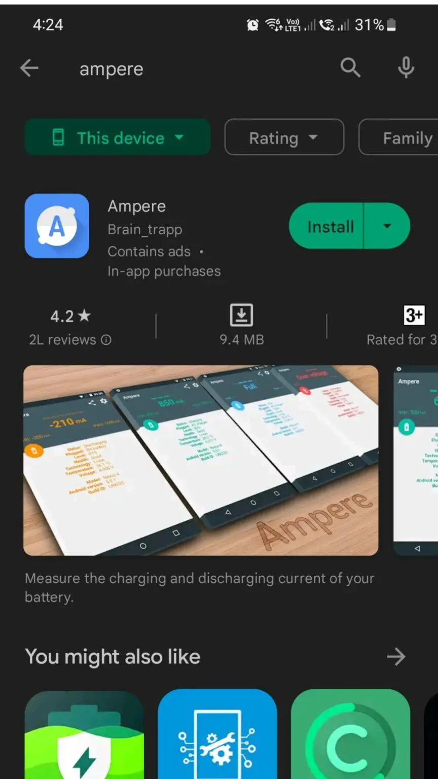روش اندازهگیری سرعت شارژ، تست کابل و عیبیابی شارژر با برنامه Ampere اندروید