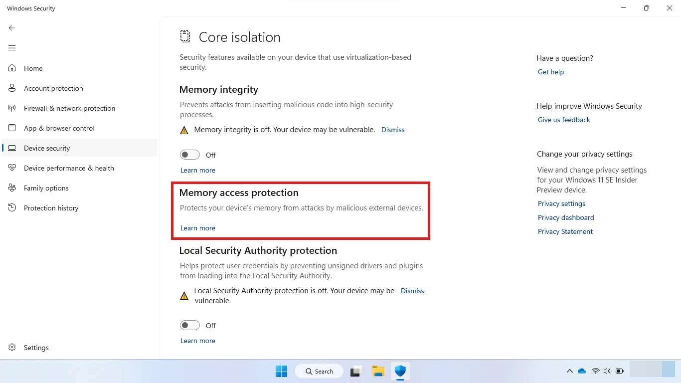 Kernel DMA Protection در ویندوز ۱۱ چیست؟ آموزش بررسی و فعال سازی DMA Protection