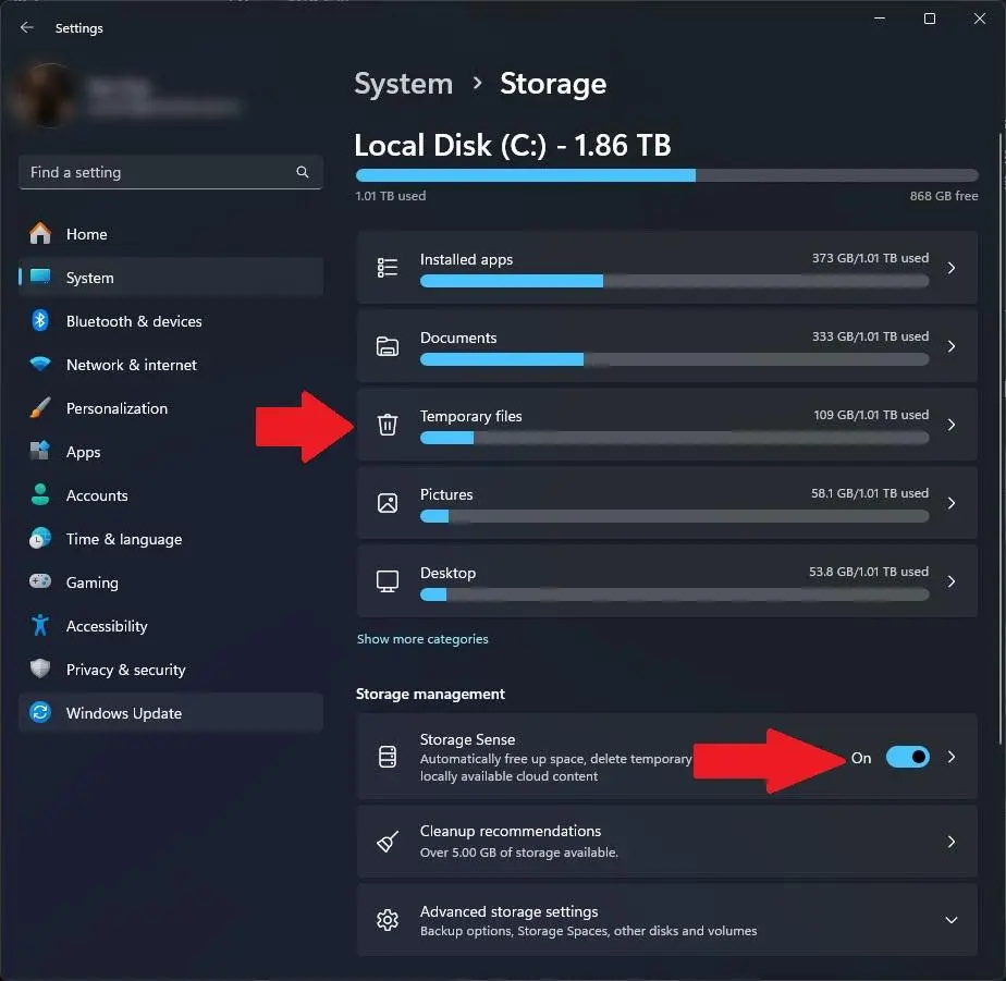 چگونه در ویندوز ۱۱ فضای درایو C را خالی کنیم؟ آموزش Storage Sense و Disk Cleanup