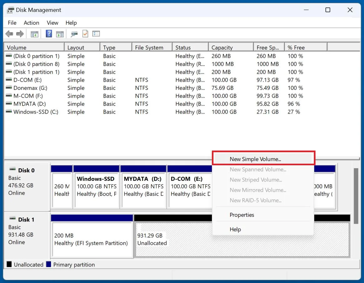 پارتیشن بندی SSD در ویندوز ۱۱؛ آموزش ساخت درایو جدید و مدیریت فضای هارد