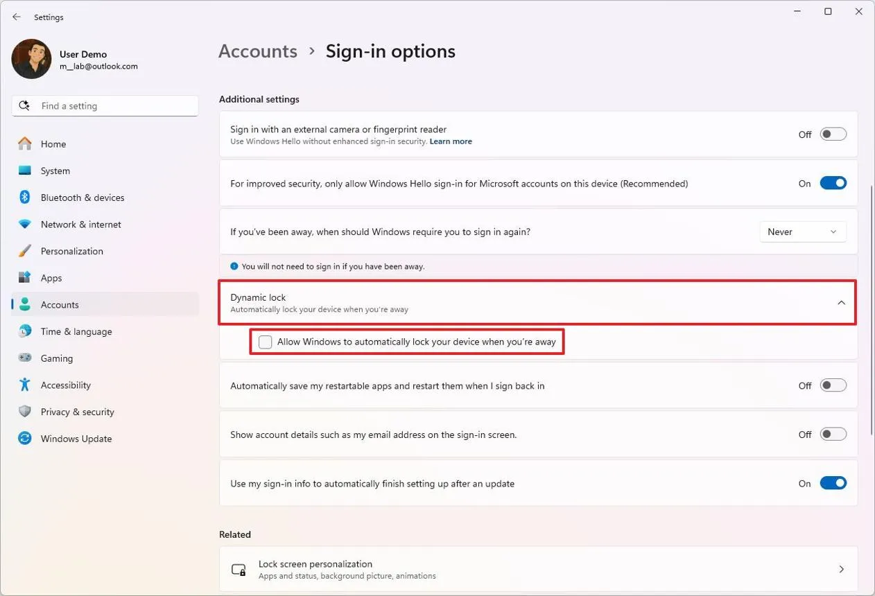 آموزش فعال کردن قفل خودکار ویندوز ۱۱ و ۱۰ با قابلیت Dynamic Lock