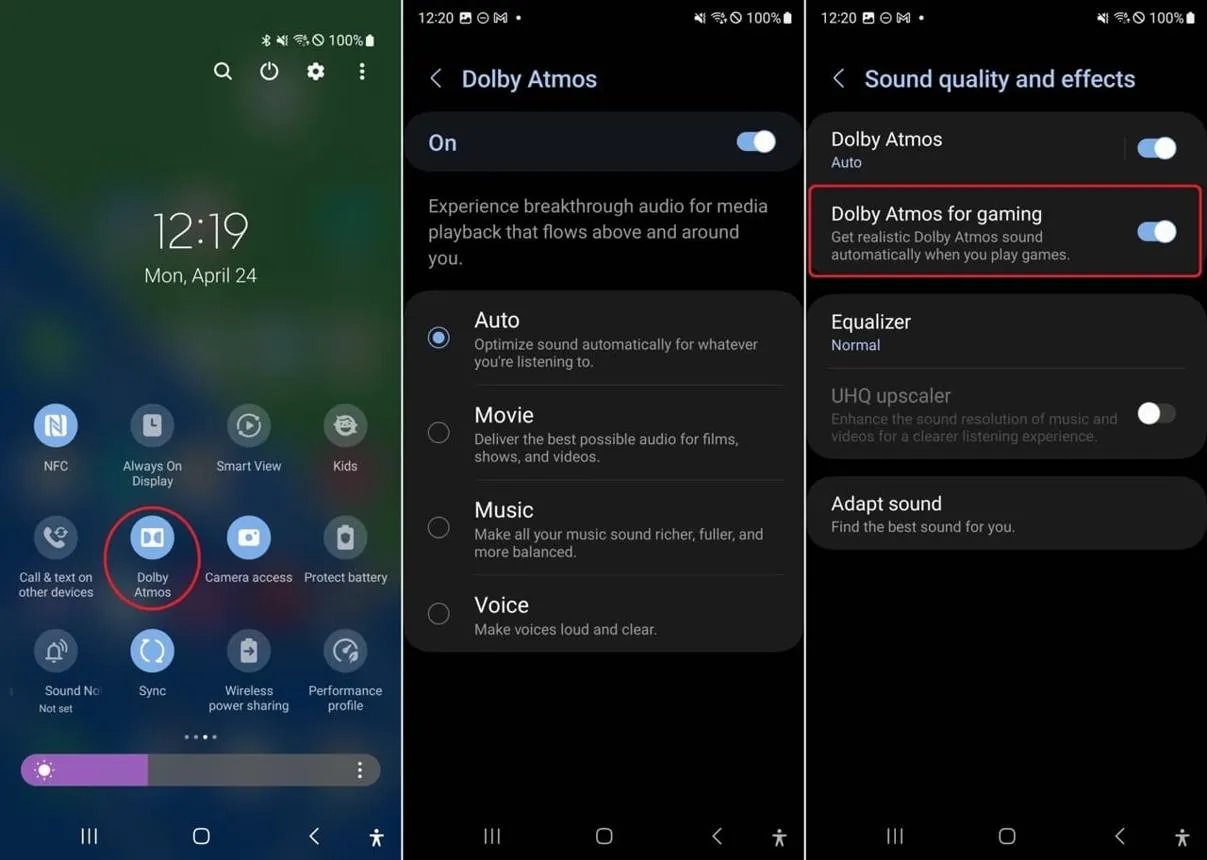 تنظیم صدای گوشی سامسونگ؛ دالبی اتموس و اکولایزر Samsung Galaxy